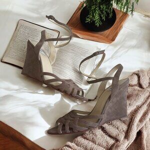 BARNEYS Co-Op Gray Suede Wedges Sandals Size 40